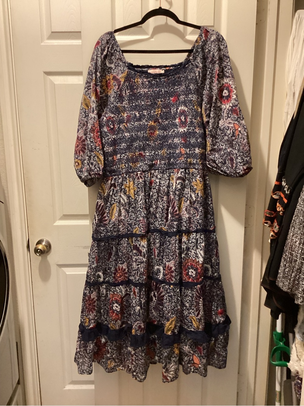 Ivy City Co Navy Blue Top with Pink Label